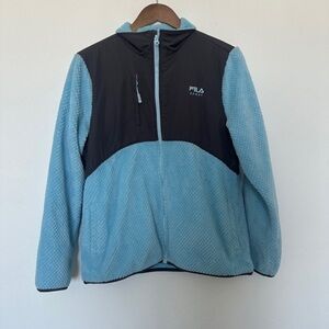 Fila Sport Full Zip Jacket Blue Gray Fleece Women's Size XL Athletic